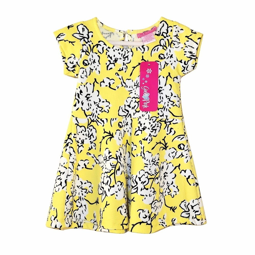 Girls Pink Yellow Floral Dress 12M Baby Toddler NWT Black‎ White Flower Party...